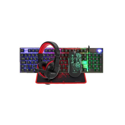 GAMING SET Slušalice tipkovnica miš podloga COMMANDER LED RGB