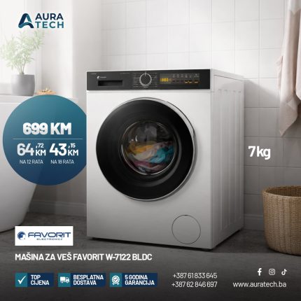 FAVORIT - Mašina za pranje veša  W-7122 BLDC 7kg